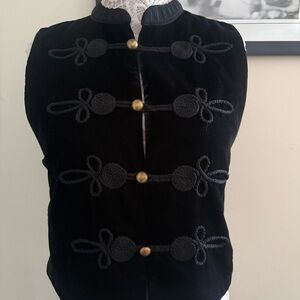 New Zara black velour Military Style Vest with Gold Buttons org $79
